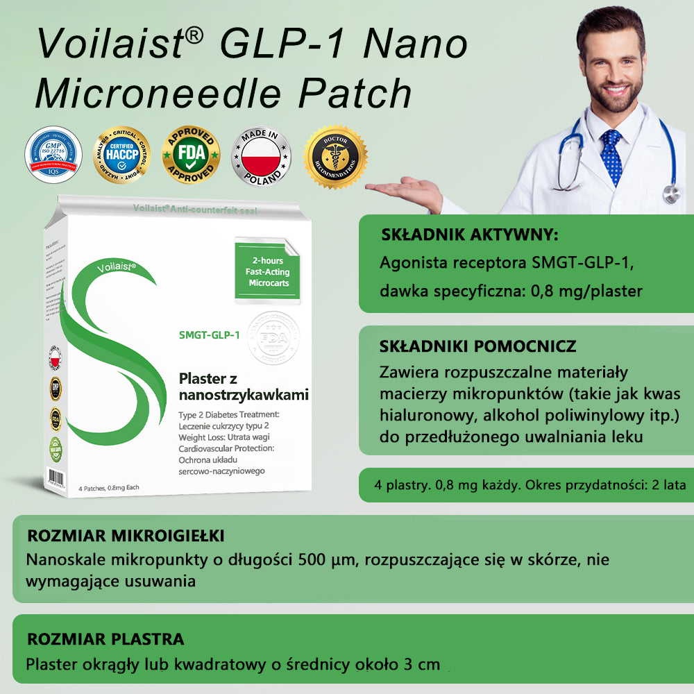🔥Voilaist® SMGT-GLP-1 Nano Microneedle Patch（Bezbolesny, długotrwały, zwalczający cukrzycę, otyłość i choroby układu krążenia）
