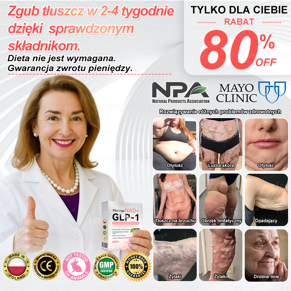 Oficjalny Autoryzowany Sklep – Tooyes® GLP-1 Perły z wysoko skoncentrowanym serum – NAD+, Moringa i HCA — skuteczna formuła dla Twojego ciała i zdrowia. Stworzone przez specjalistów, którym możesz zaufać.