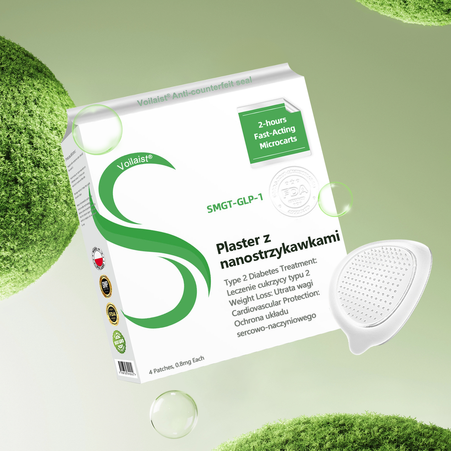 Voilaist® SMGT-GLP-1 Nano Microneedle Patch（Bezbolesny, długotrwały, zwalczający cukrzycę, otyłość i choroby układu krążenia）