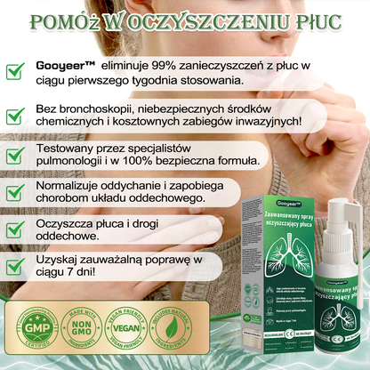Gooyeer™ Zaawansowany spray do oczyszczania płuc – zdrowe płuca, wsparcie odporności, detoksykacja i łatwiejsze oddychanie – Certyfikat CE